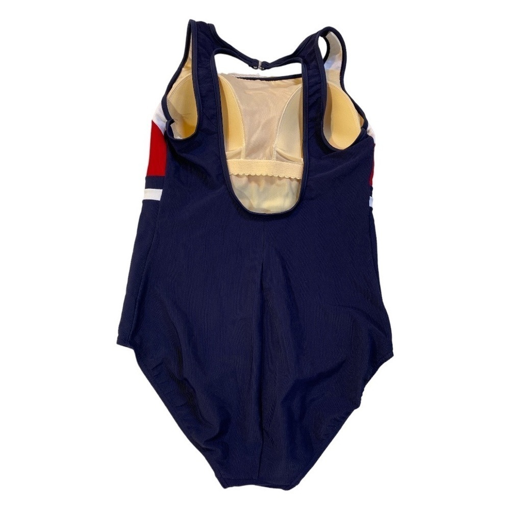 Vintage 90's Baltex One Piece Ribbed Maillot Tanksuit Swimsuit Colorblock 18W - Picture 3 of 10